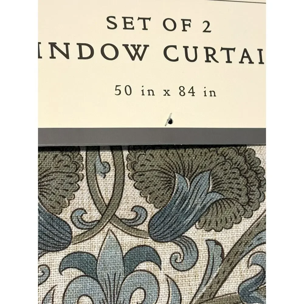 William Morris & Co. Window Curtains Panels Lodden Set Pair 50 X 84” Blue Drapes